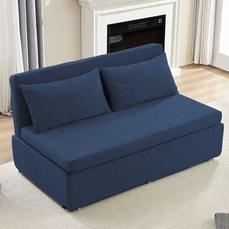 Mixoy Full/Queen Size Sofa Bed,2 in 1 Convertible Linen 1-Seater/Loveseat Sleeper Sofa Couch with Cushions