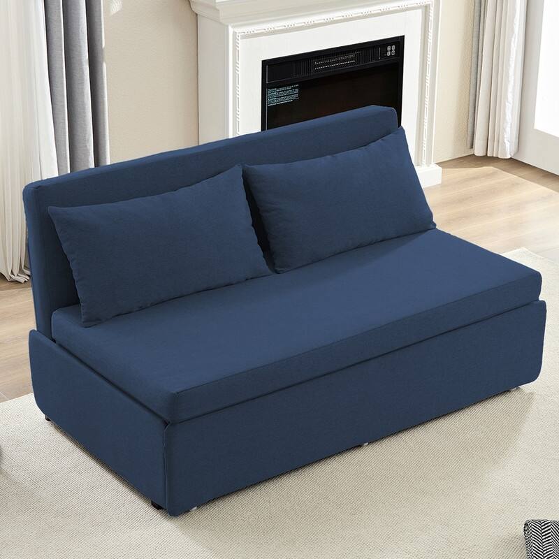 Mixoy Full Size Queen Size Sofa Bed,2 in 1 Convertible Linen 1-Seater/Loveseat Sleeper Sofa Couch with Cushions