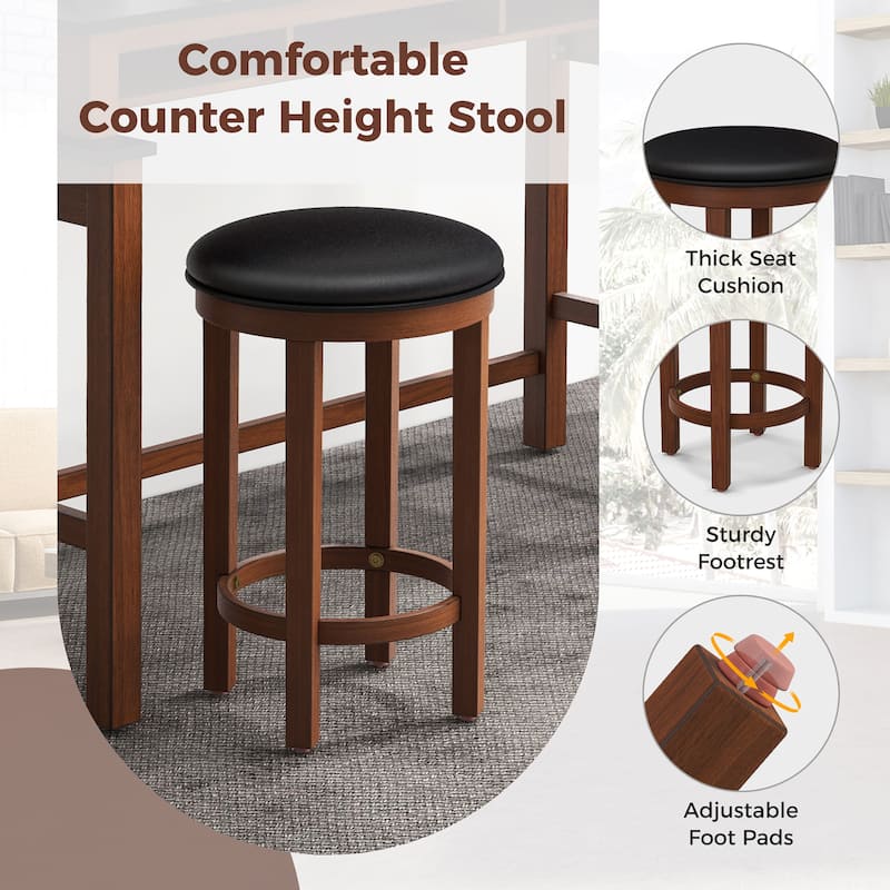 Gymax 3-Piece Home Bar Set Counter Height Bar Table w/ 2 Upholstered