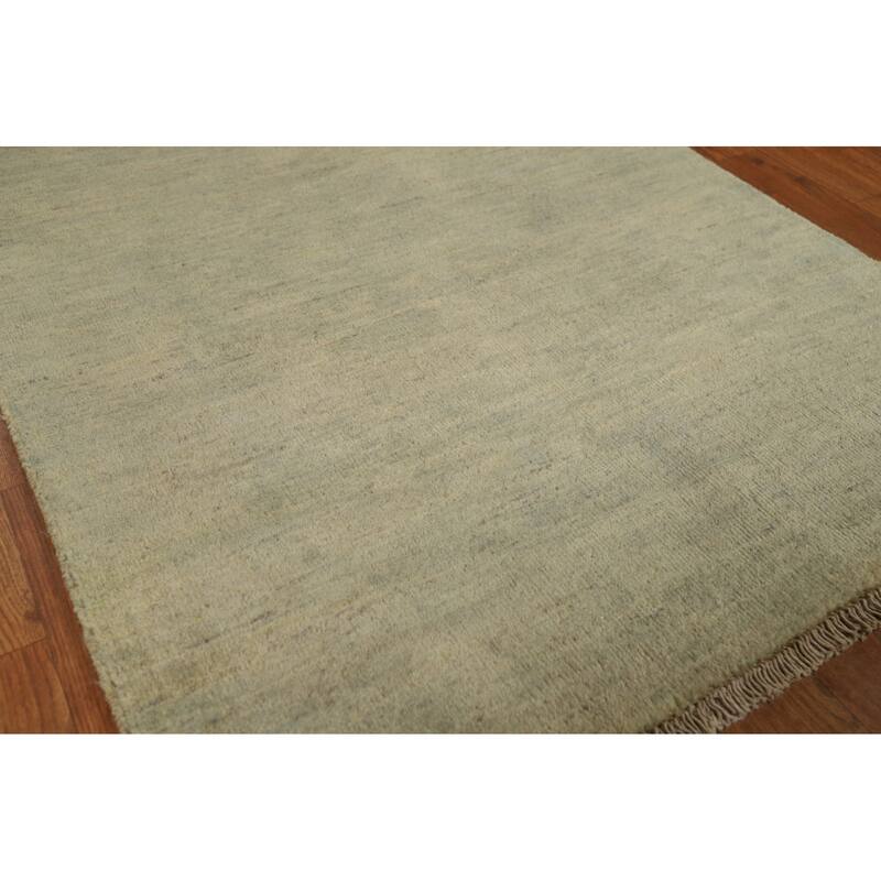Hand Knotted Oriental 100% Wool Carpet Modern Modern Green Gabbeh Runner Rug - 9' 9'' X 2' 9''