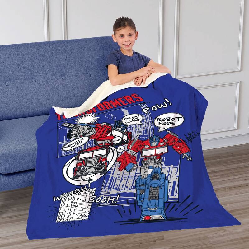 Hasbro Transformers Silk Touch Sherpa Throw Blanket