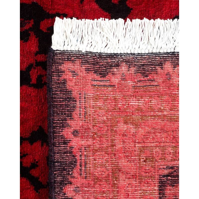 Overton Hand Knotted Wool Vintage Inspired Modern Contemporary Overdyed Red Runner Rug - 2' 5" x 7' 10"