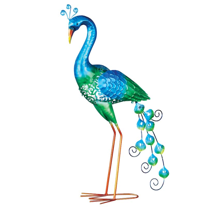Solar Powered Peacock Garden Statue, 26" H - NO SIZE