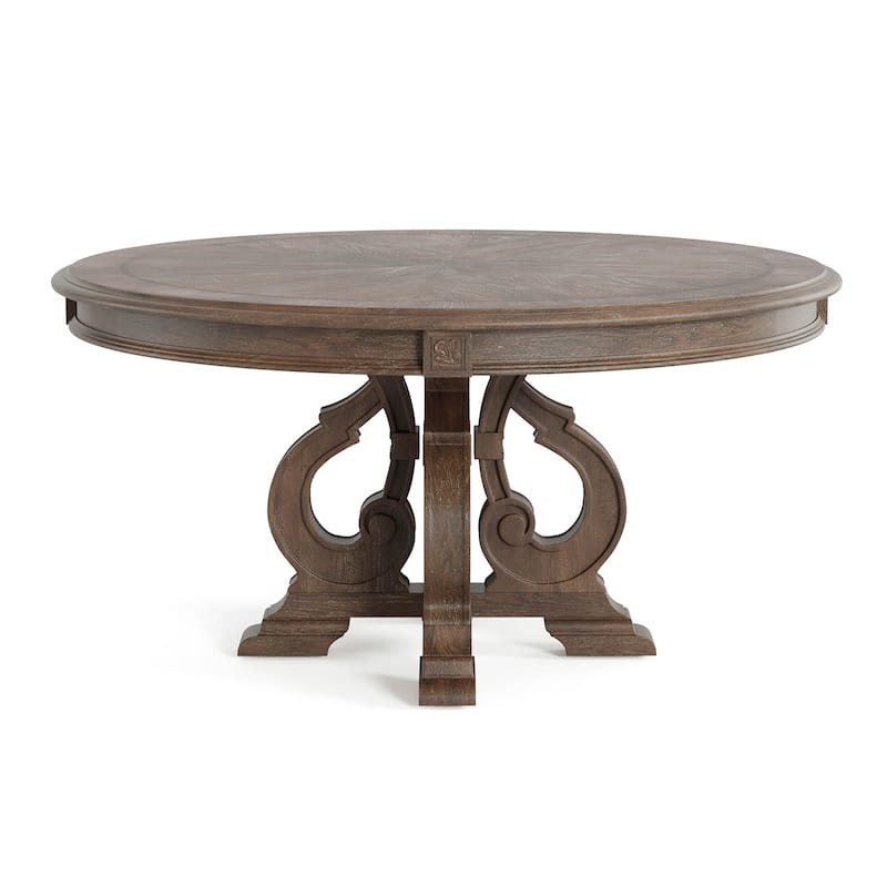 Cornerways Traditional Brown Solid Wood Pedestal Base Round Dining Set by The Gray Barn