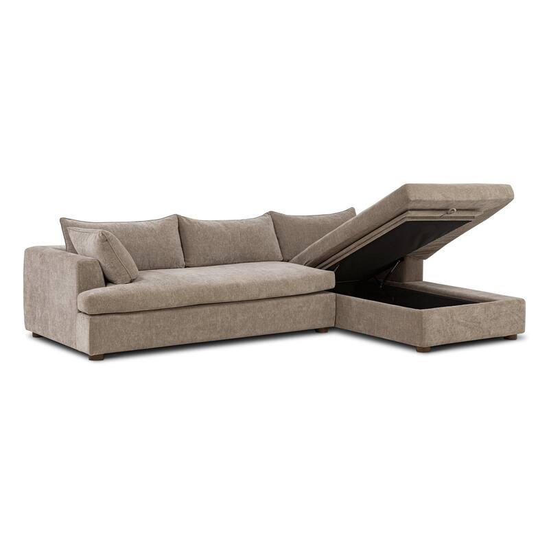 Poly & Bark Milo Sectional with Storage in Taupe Brown