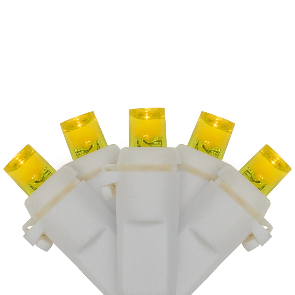 LED Wide Angle Christmas Lights - 33' White Wire - Yellow - 100 ct