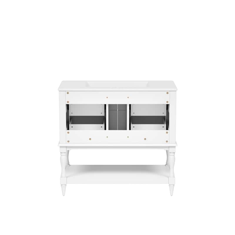 36" Freestanding Bathroom Vanity with White Integrated Ceramic Sink - 36'' x 18'' x 34''