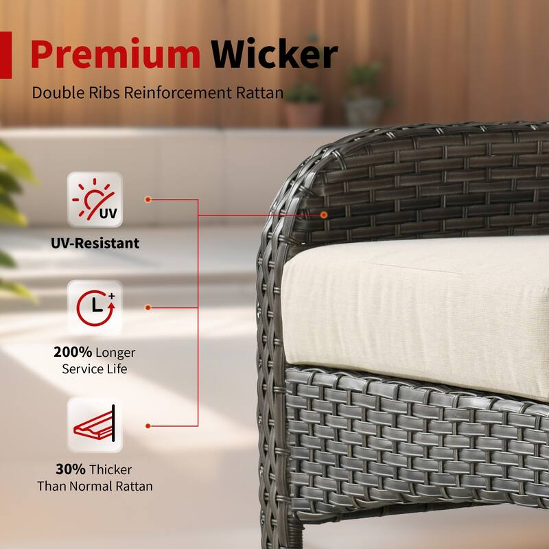 OVIOS 7 Pieces Outdoor Patio Swivel Chair Loveseat Conversation Set