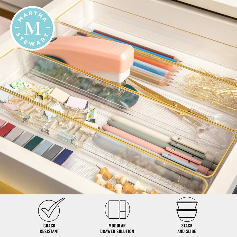 Flash Furniture BE-PB9050-G-8-MS Kerry 2" Tall Office Organizer Set - Clear / Gold