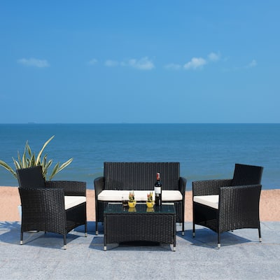 SAFAVIEH Outdoor Tamya 4-Piece Patio Conversation Set - 41W x 31D x 23H