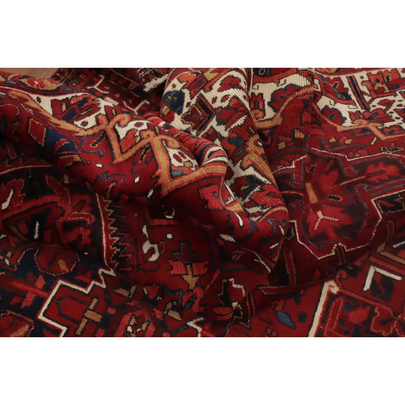 Hand Knotted Oriental 100% Wool Carpet Traditional Medallion Red Heriz Area Rug - 12' 4'' X 9' 6''