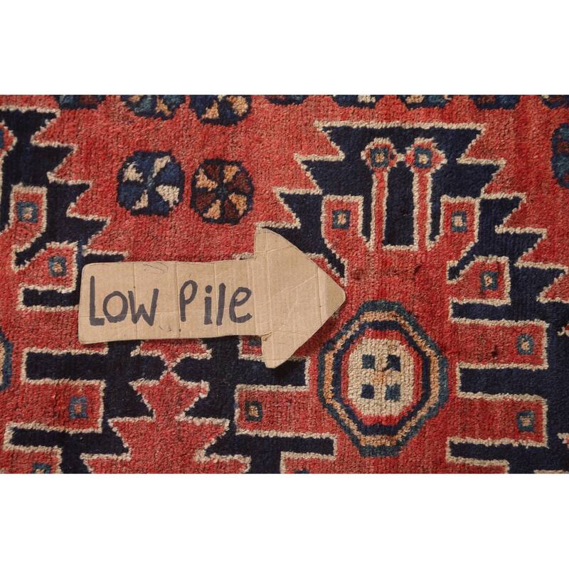 Geometric Sirjan Persian Vintage Runner Rug Handmade Wool Carpet - 3'8"x 9'4"