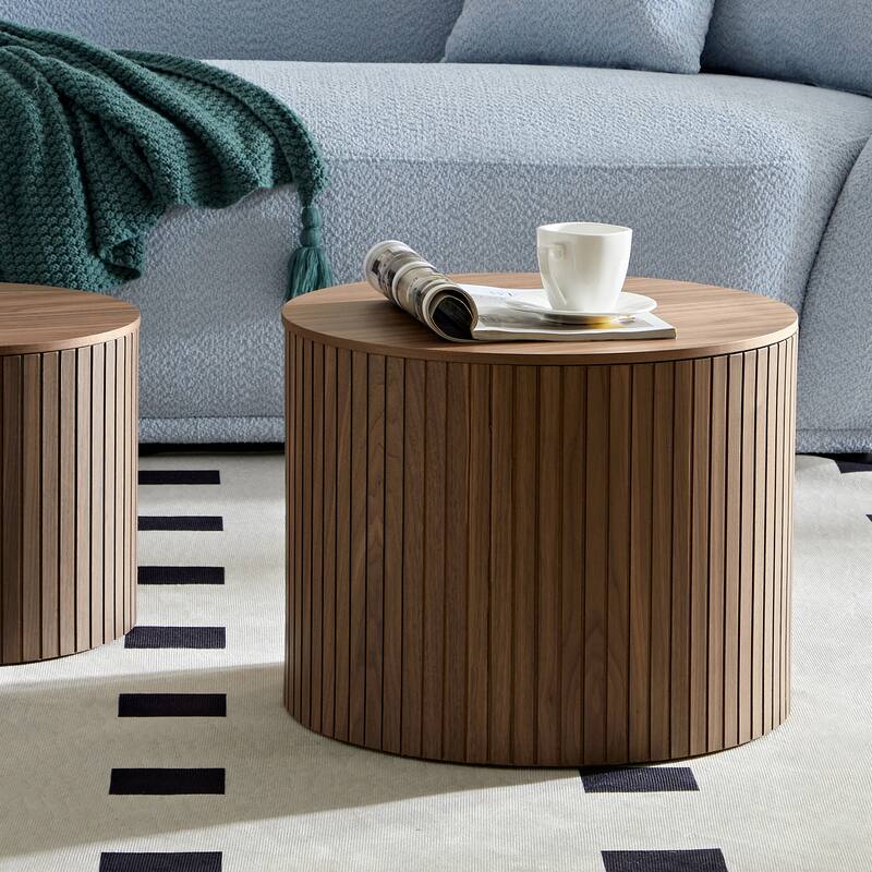 2 Piece Set Modern Nesting Coffee Table Handmade Round Coffee Table with Waterproof and Wear Resistant, for Living Room