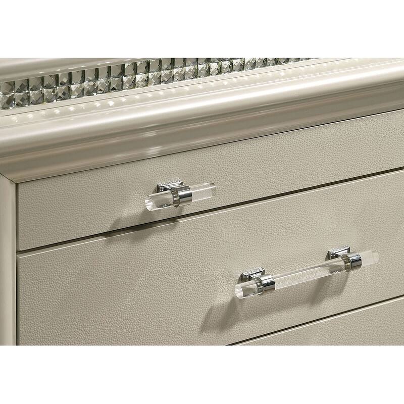 Nightstand with 2 Drawers, Large Wood Sofa Side Table, Coffee Table with Felt-Lined Top, Acrylic Legs & Pull Handle