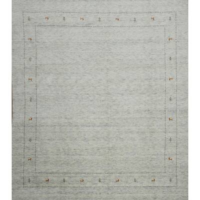 Hand Knotted Oriental 100% Wool Carpet Tribal Animal Pictorial Beige & Ivories Gabbeh Area Rug - 9' 10'' X 9' 11''