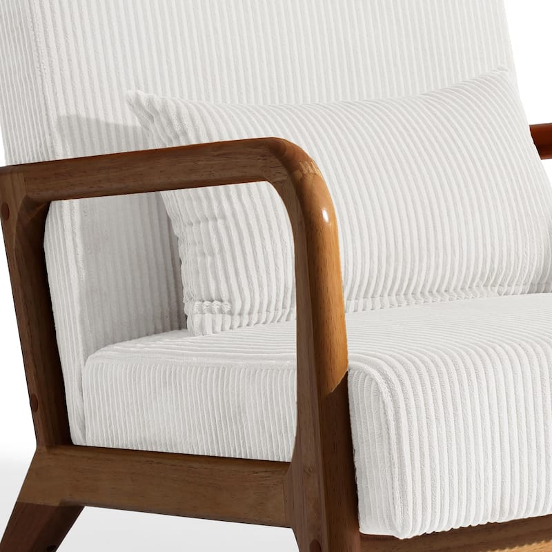 Uixe Mid Century Solid Wood Upholstered Corduroy Accent Chair