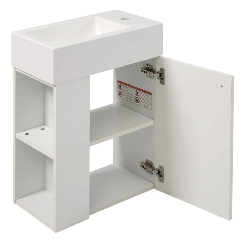 18.5" Floating Bathroom Vanity with Resin Basin, Left side storage