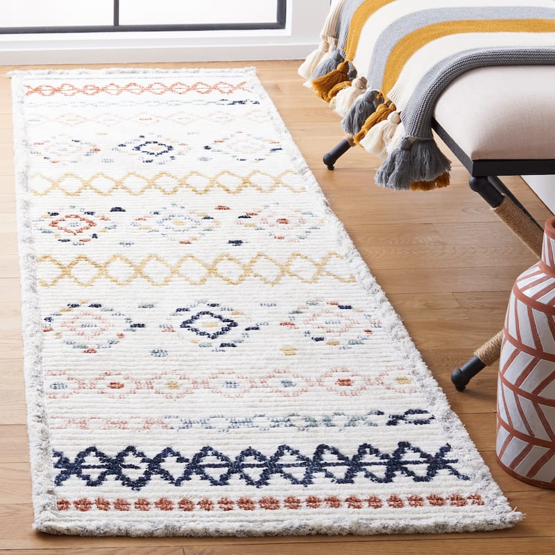 SAFAVIEH Marrakesh Malita Moroccan Boho Rug - 2'2" x 8' Runner - Ivory/Multi