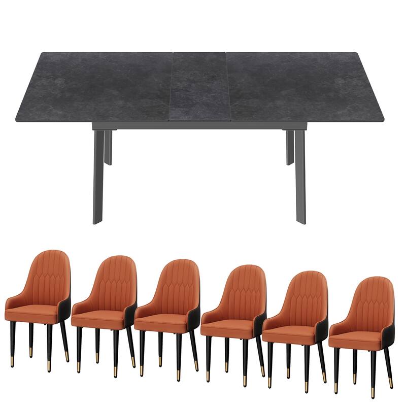 Sintered Stone Top Extendable Table and Chairs Dining Set