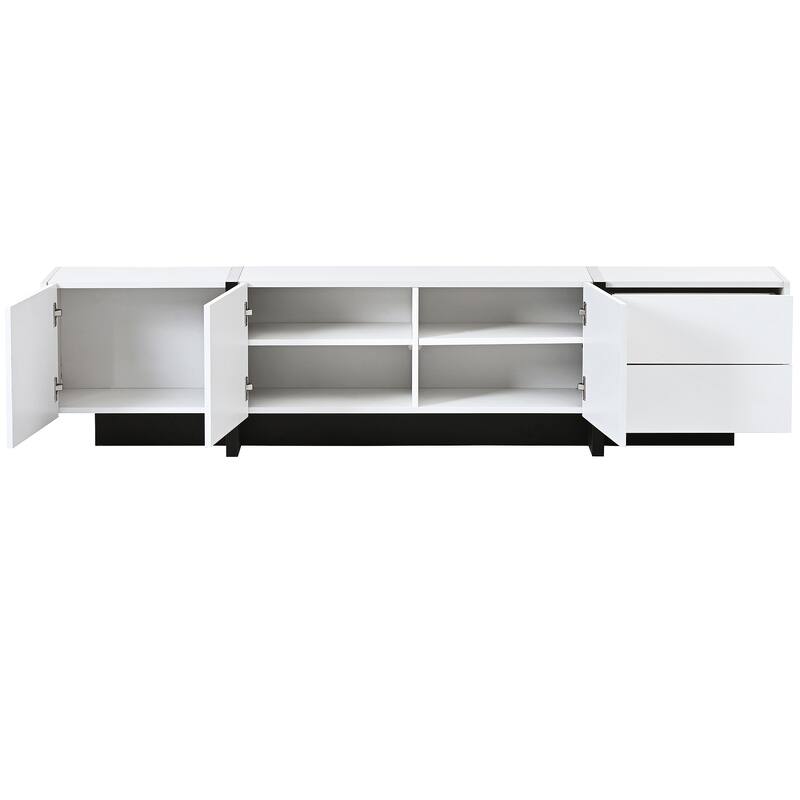 TV Console Table for TVs Up to 80", Modern TV Cabinet with High Gloss UV Surface