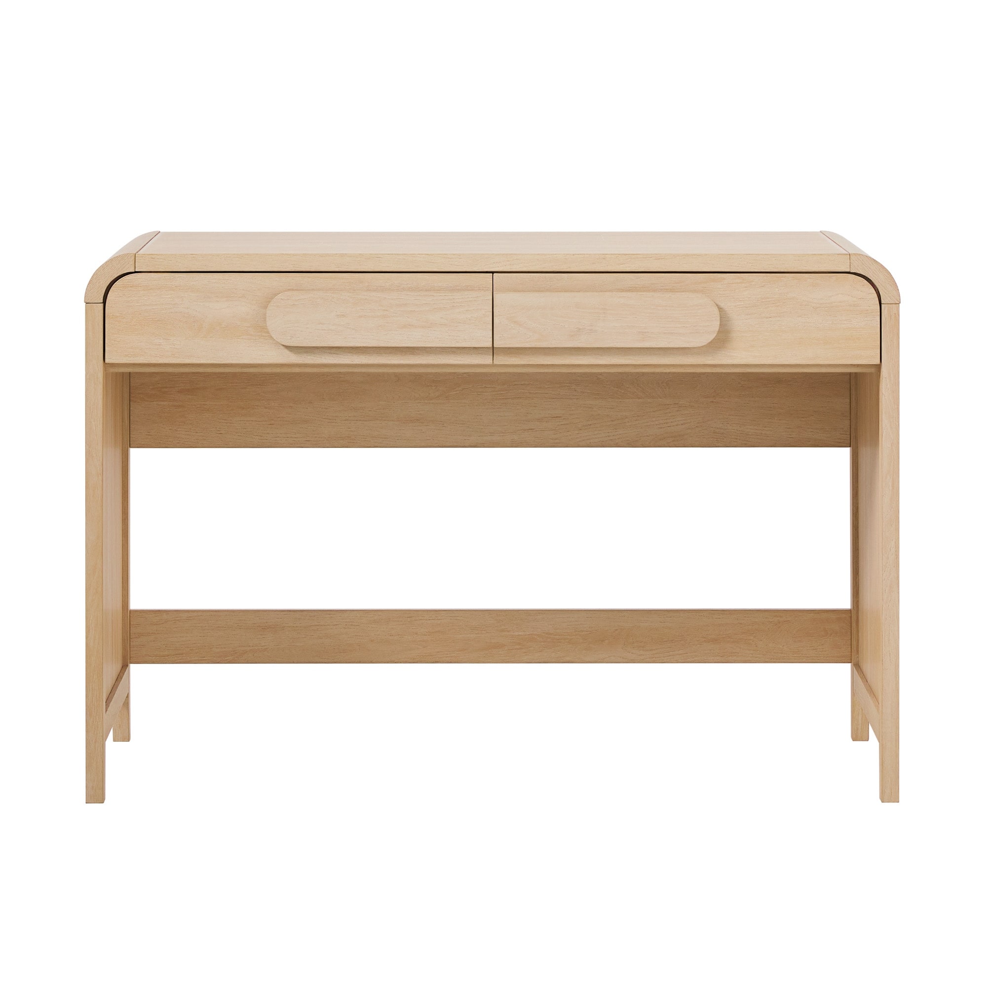 Modern Curved Waterfall Desk with Drawers - Oak - Bed Bath Modern Curved Waterfall Desk with Drawers - Oak - Bed Bath