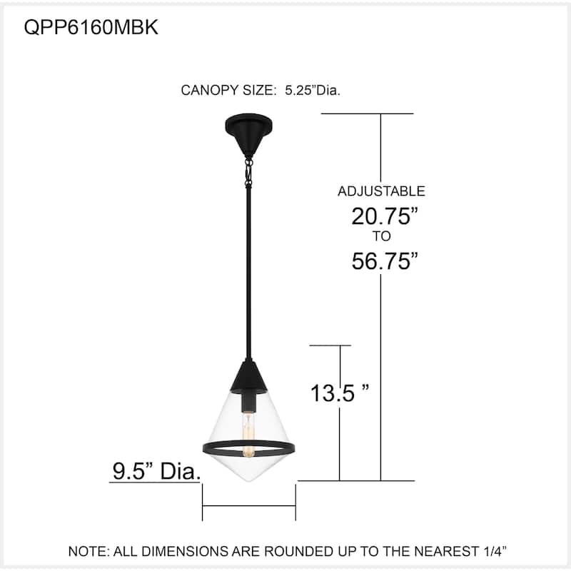 Hidalgo 1-Light Matte Black Mini Pendant Light