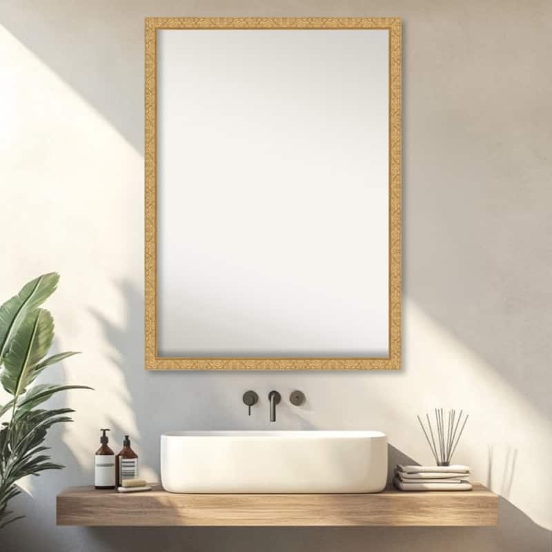 Lila Non-Beveled Wood Framed Bathroom Vanity Wall Mirror