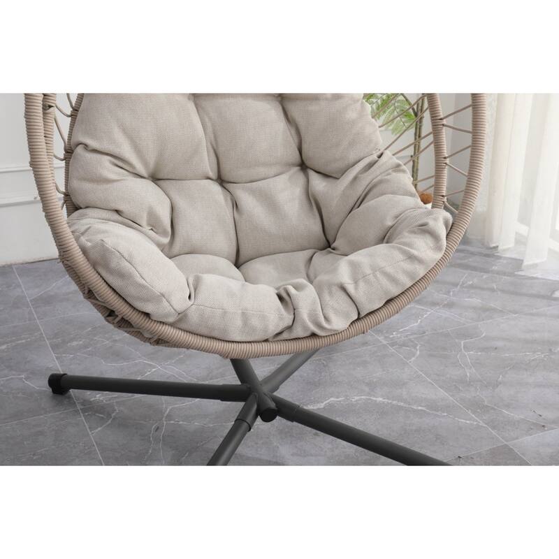 Linen Gray Egg Hanging Chair with Stand - 24.4