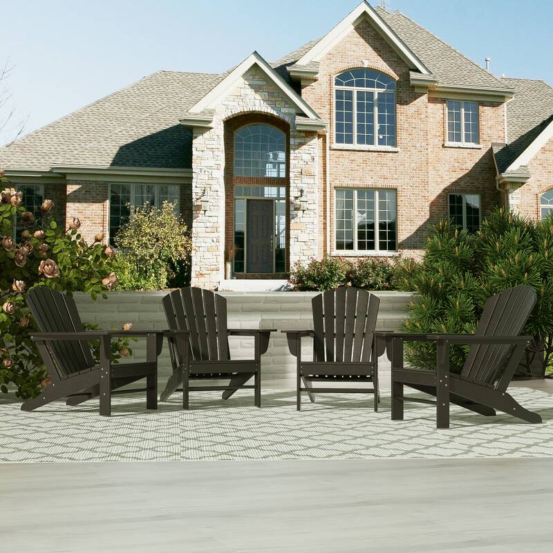 POLYTRENDS Altura Outdoor Eco-Friendly All Weather Poly Adirondack Chair (Set of 4) - Black