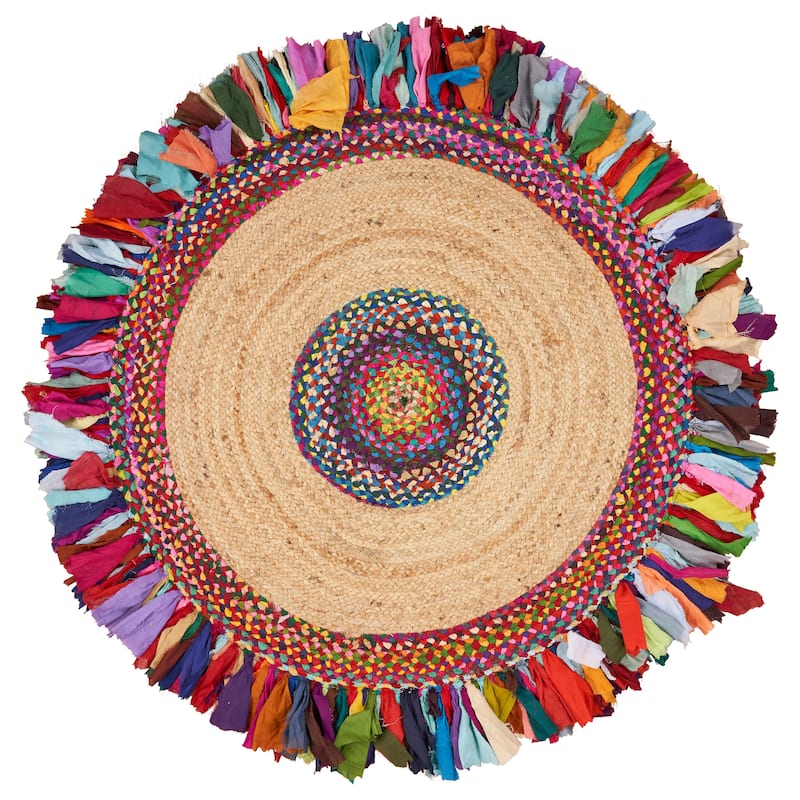 Sevita Hand-woven Jute/ Cotton Multi-colored Area Rug