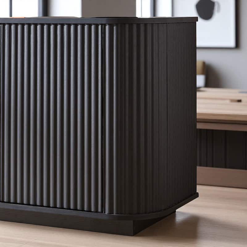 64" Wave Pattern Sideboard Cabinet with Push-to-Open Doors, Modern TV Console Storage Cabinet for Kitchen and Entryway
