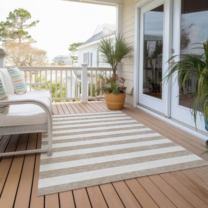 Almine Stripe Weather Resistant Versatile Elegance Outdoor Rug