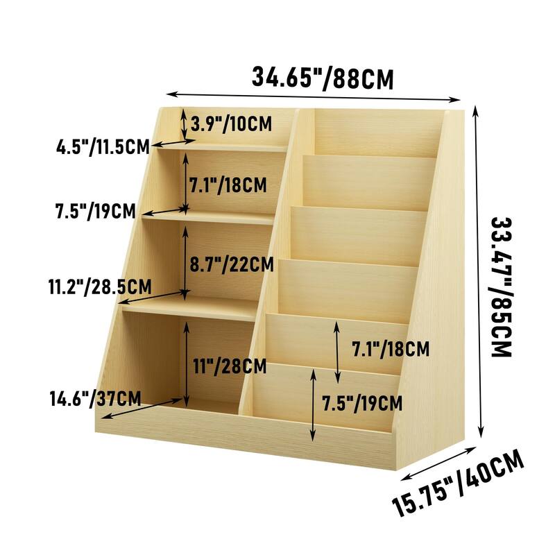 Kids Bookshelf and Toy Storage Organizer, Multifunctional 4 Tier Wooden Kids Book Shelf with Bookcase Display Stand