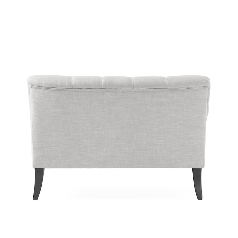 Sofa Couch with Birch Legs for Living Room, Loveseat with Button Tufted Backrest, Comfortable Upholstered Settee, Light Grey