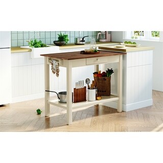 Solid Wood Kitchen Island with Seating, Butch Block Prep Table with ...
