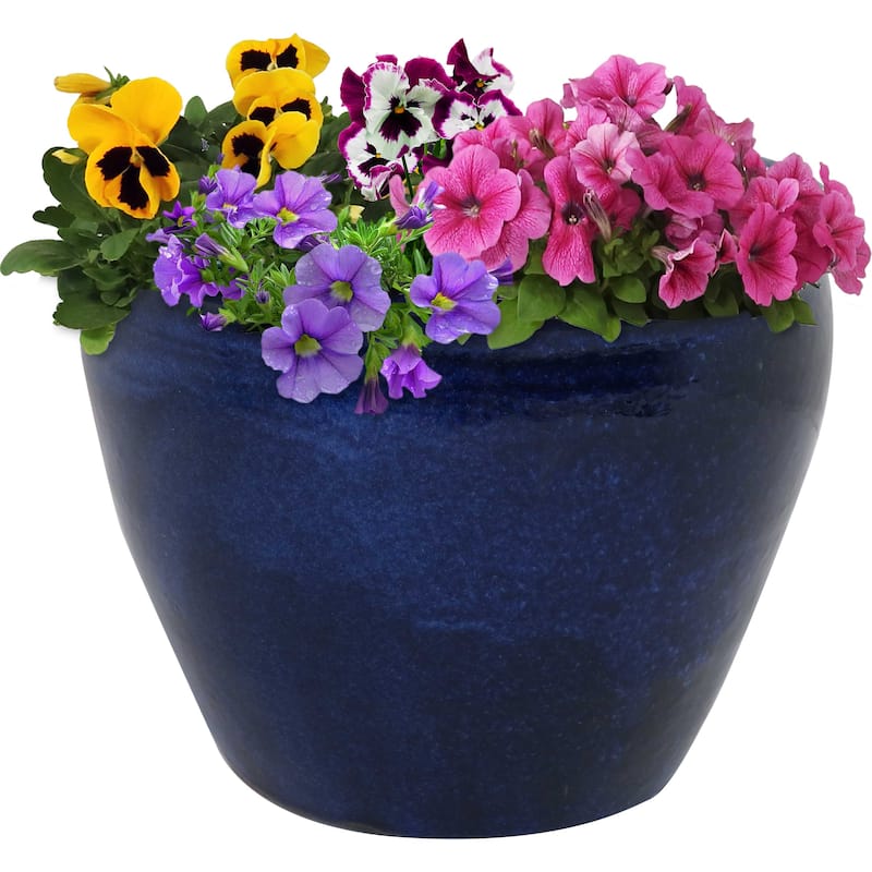 Sunnydaze Chalet Ceramic Indoor/Outdoor Planter - 15-Inch - 15"