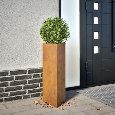 vidaXL Garden Planter Brown Weathering steel 29.5 in tall, 11.8 in wide - 10.2 x 11.8 x 29.5