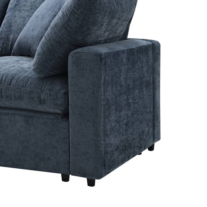 130'' U-Shaped 6-Seat Modular Sectional Sofa with Ottoman, Convertible Sleeper, and Customizable Layout