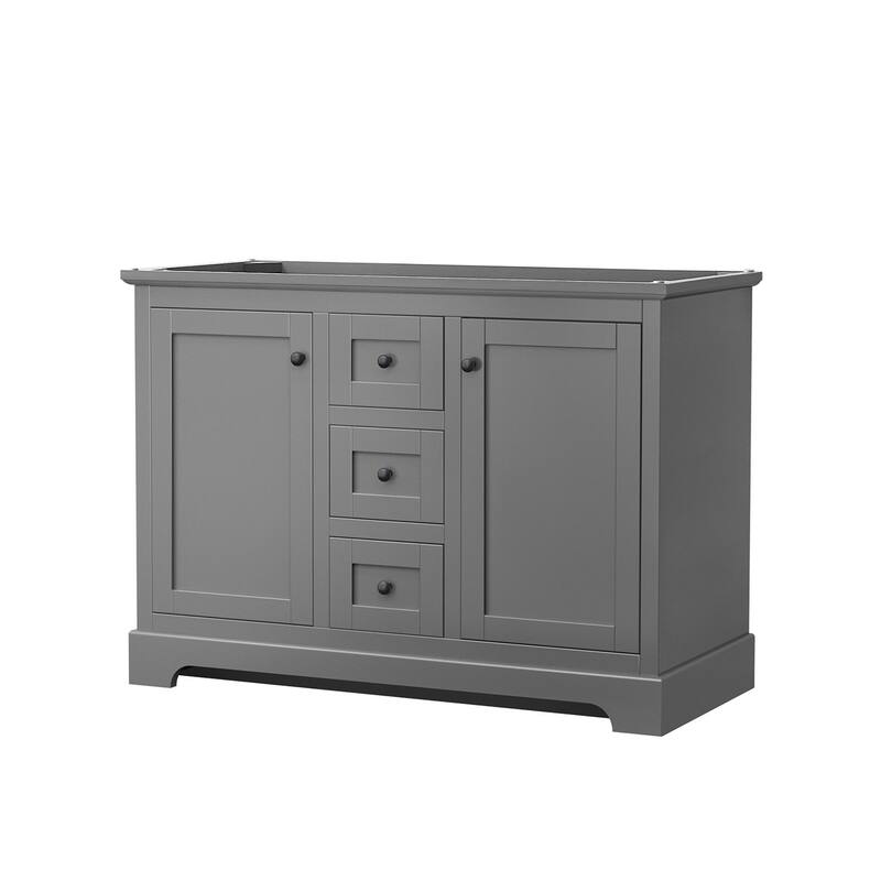 Wyndham Collection Avery 48" Double Free Standing Vanity Cabinet Only - Dark Gray / Matte Black Hardware