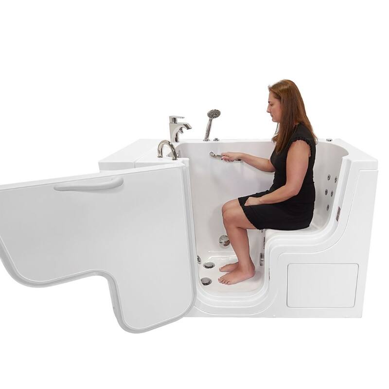Ella Transfer 32 Acrylic Hydro Massage Walk-In Bathtub & Left Outward Swing Door 2 Piece Fast Fill Faucet 2" Dual Drain