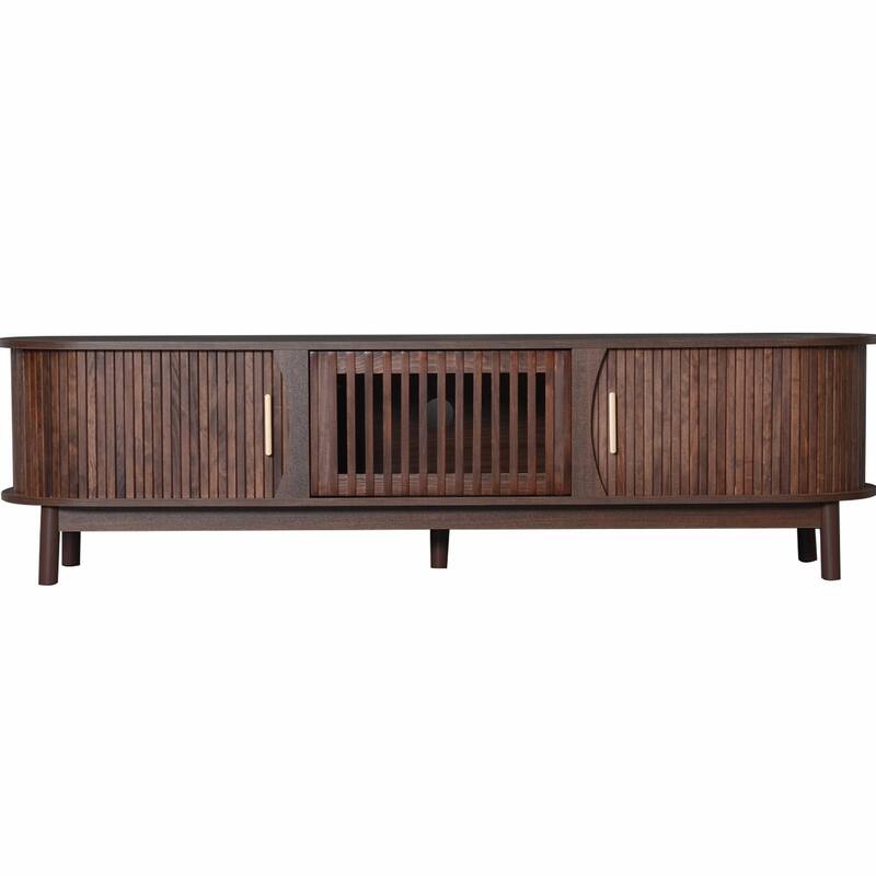 Farmhouse TV Stand for 75" TVs - Wood Storage Cabinet, Waterproof