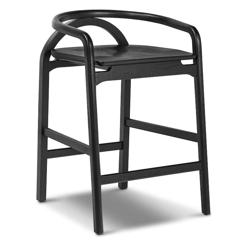 Poly & Bark Yokohama Counter Stool in Black - Solid Oak Wood