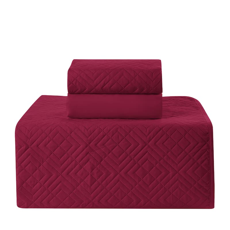 Clara Clark Diamond Weave Toddler Bedding Set, 3PC Bedspread Set - All Season Quilted Comforter, Fitted Sheet, and Pillow Sham