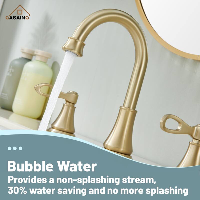 8 in. Widespread Double Handle Bathroom Faucet with Drain Kit Included