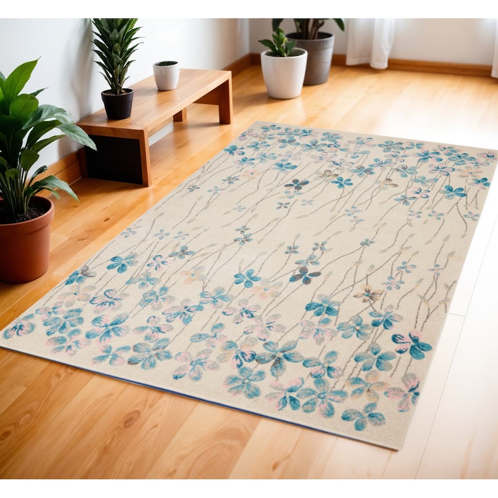 HomeRootsFloral Contemporary Rectangle Area Rug - 72' X '48' X '0.5