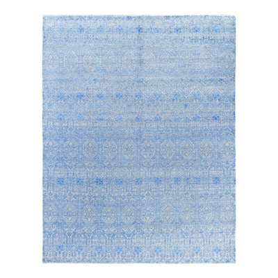 Ikat One-of-a-Kind Hand-Knotted Area Rug, Blue - 8' 0" x 10' 1"