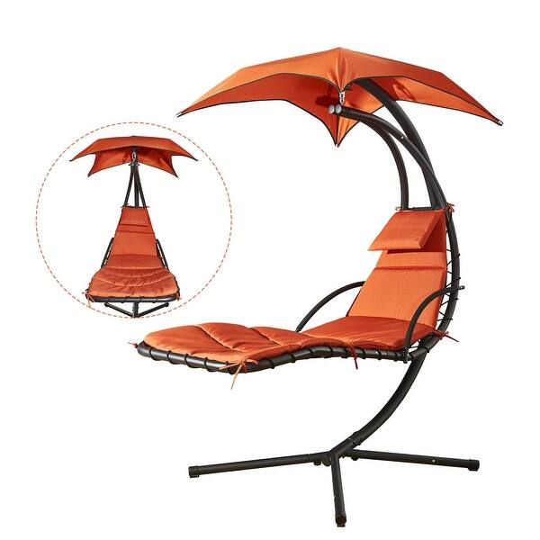 Hanging Chaise Lounge Chair Canopy Floating Chaise Lounger Swing Hammock Chair For Patio Garden Deck And Poolside Overstock 31575597