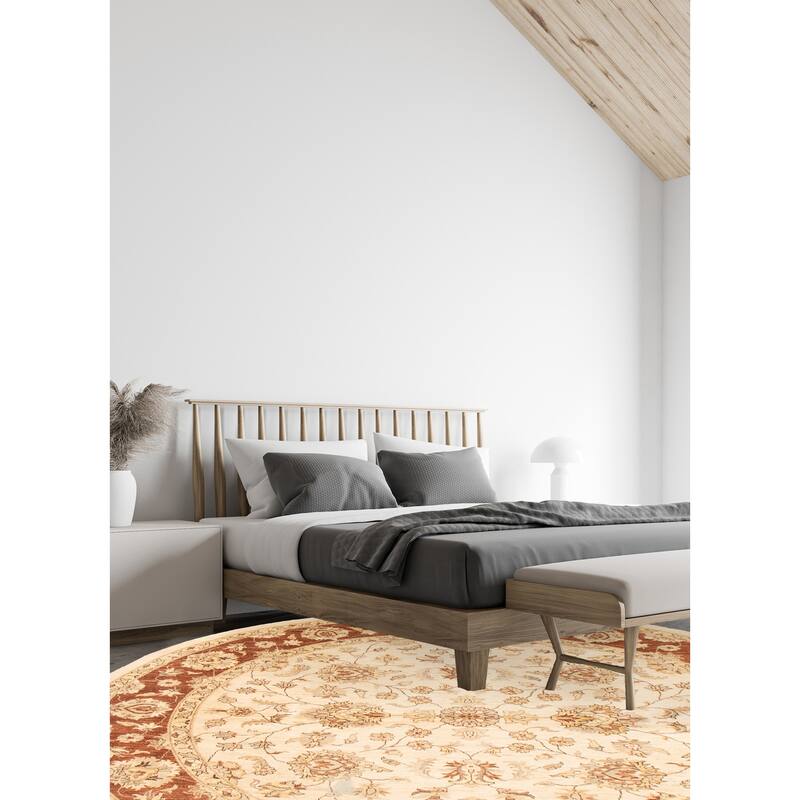 ECARPETGALLERY Hand-knotted Peshawar Oushak Cream Wool Rug - 8'10 x 9'2