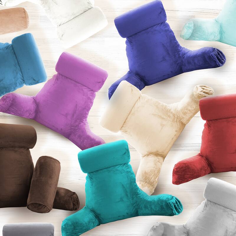 Empyrean Backrest Reading Pillow with Arms - Shredded Memory Foam Back Support Bed Rest Pillow