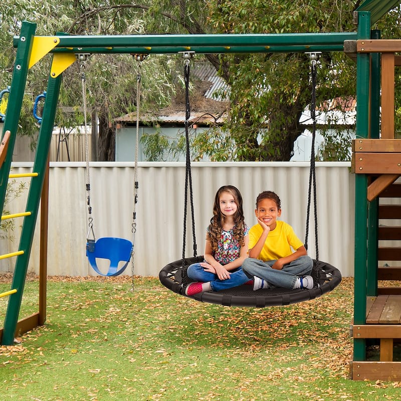 Sorbus Spinner Swing Round Mat Swing – Great for Tree Set, Backyard, Playground, Playroom – Accessories Included (40" Mat Seat)